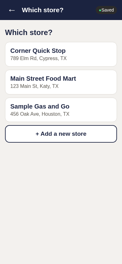 Pick the store