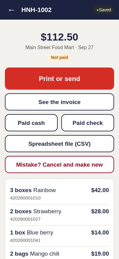 Invoice ready to print